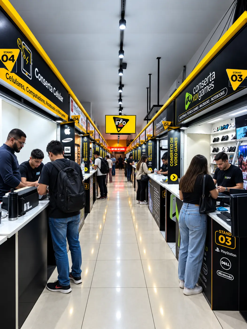 Boxes comerciais no interior do Shopping Infomix Botafogo